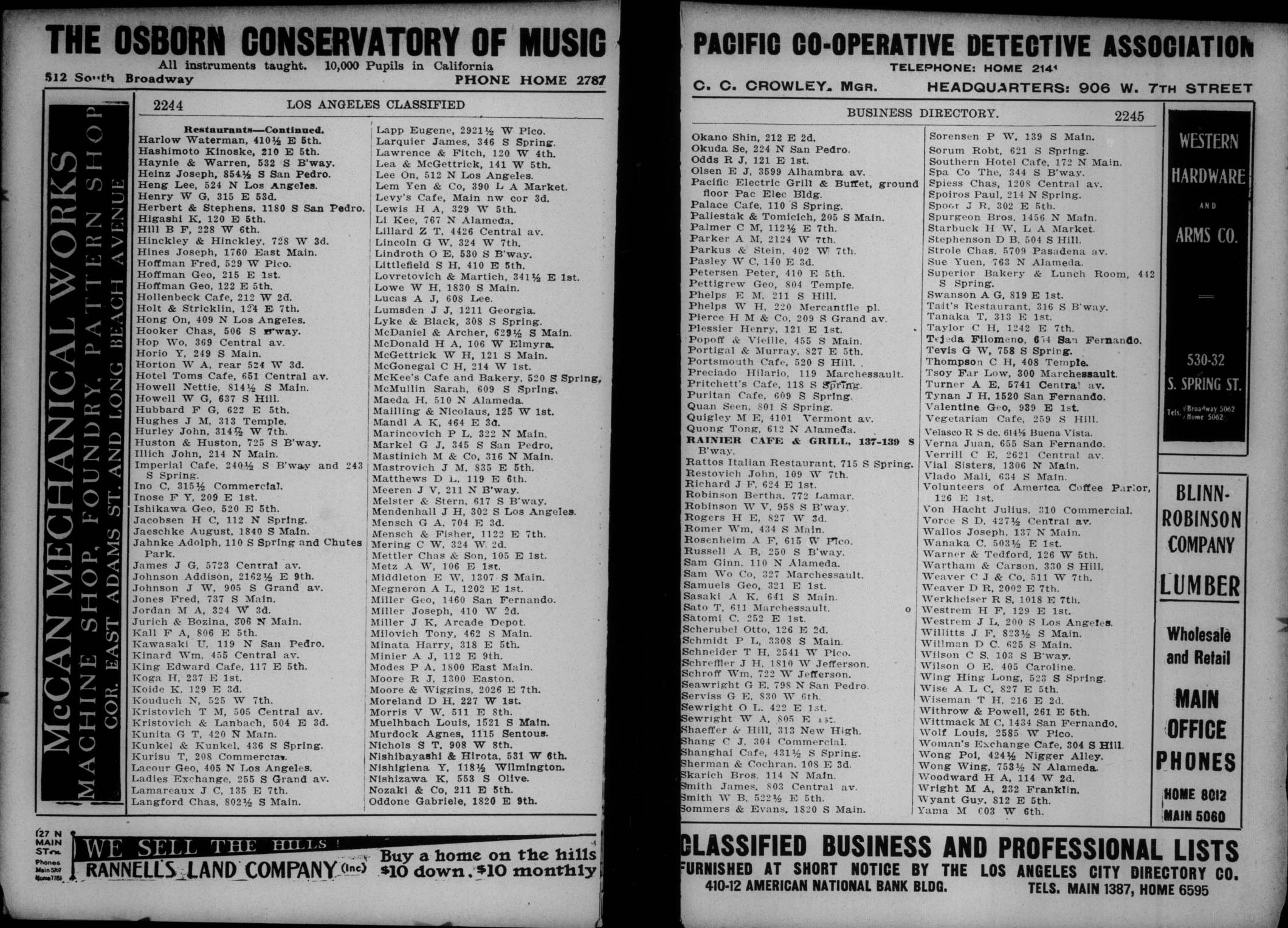 Document image missing. Admin needs to fix. 1906 Los Angeles City Directory (Co.). p2244. Restaurants.jpg