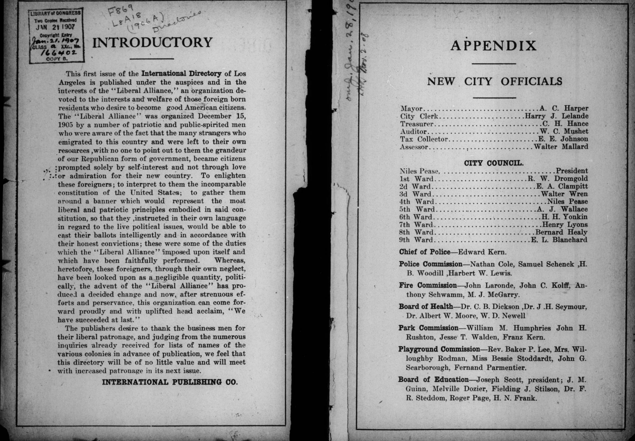 Document image missing. Admin needs to fix. 1906 International Directory of Los Angeles-Slavonian p iii pub and edition.jpg