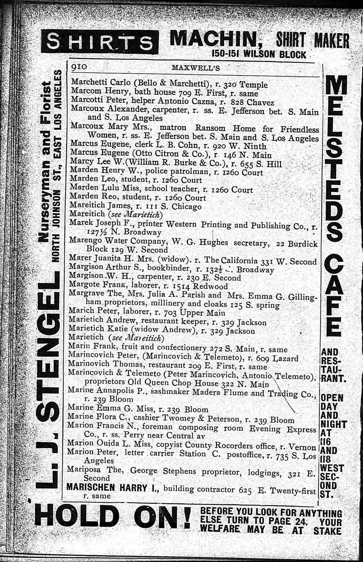 Document image missing. Admin needs to fix. 1895 LACD p910 Marietich Andrew, restaurant keeper, r 329 Jackson. Katie (wid Andrew), Marincovich.jpg