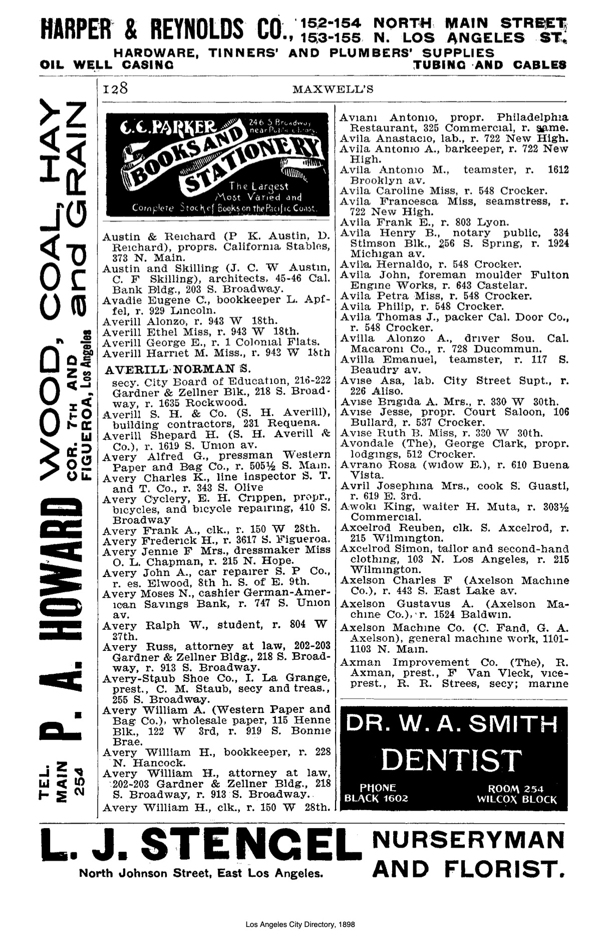 Document image missing. Admin needs to fix. 1898 Los Angeles City Directory. p128. Aviani.jpg