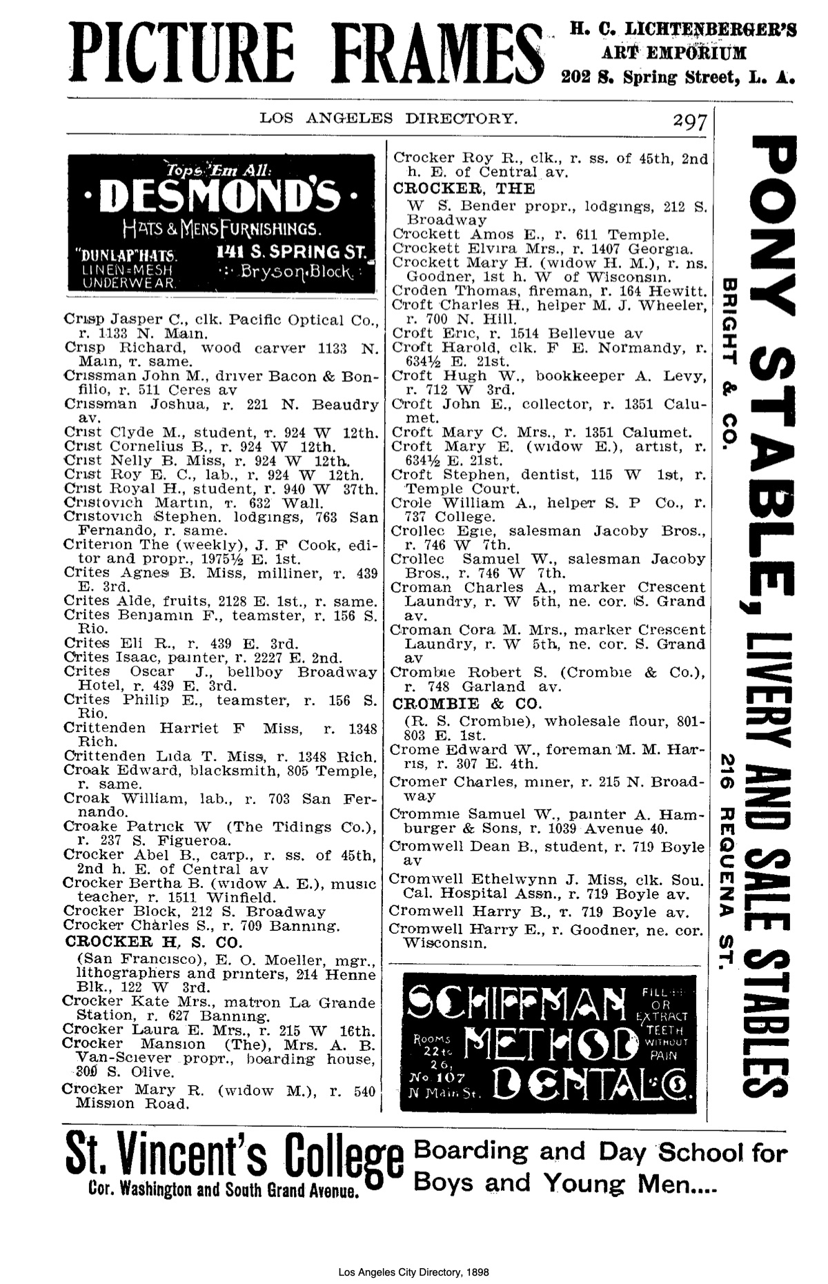 Document image missing. Admin needs to fix. 1898 Los Angeles City Directory. p297. Cristovich.jpg