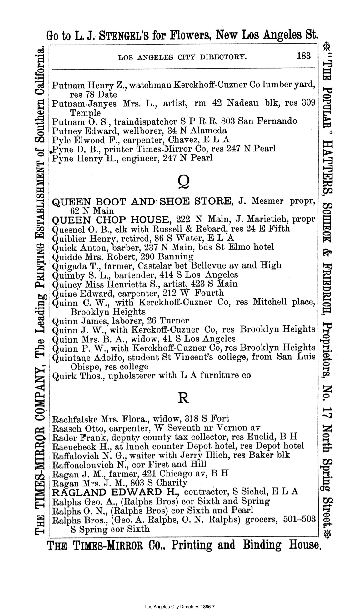 Document image missing. Admin needs to fix. 1886–7 Los Angeles City Directory-Bryon. p183. Queen Chop House.jpg