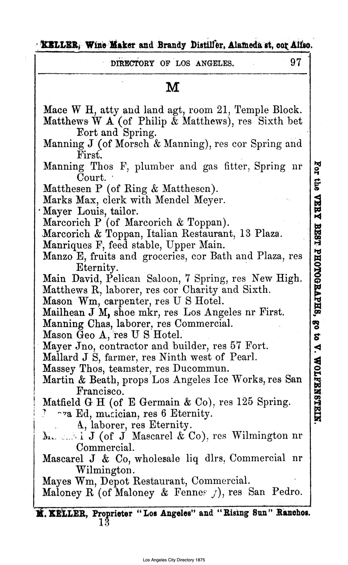 Document image missing. Admin needs to fix. 1875 Directory of Los Angeles. Hutton. p97. Marcorich.jpg