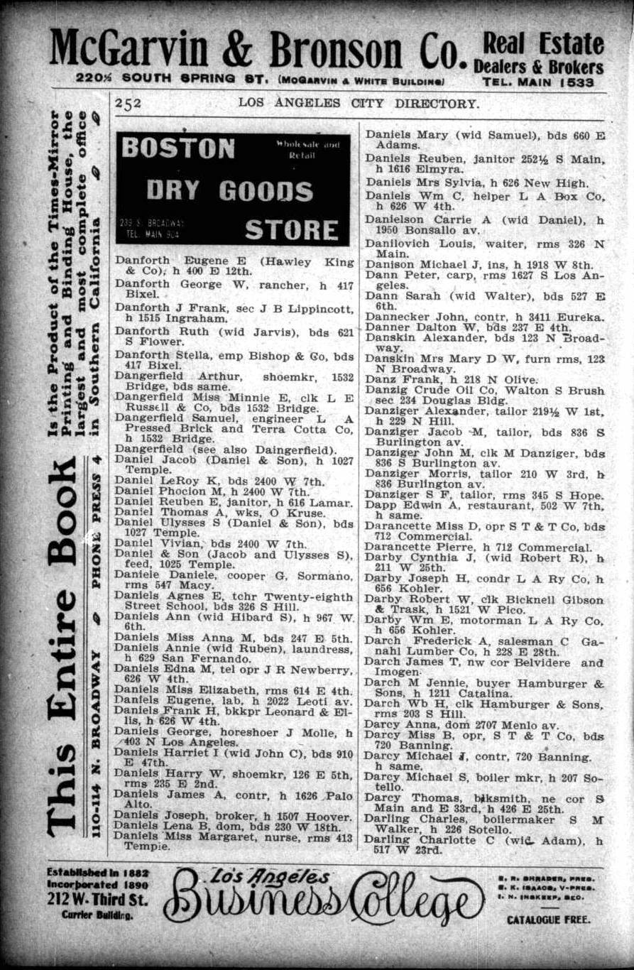 Document image missing. Admin needs to fix. 1901 Los Angeles City Directory. p252. Danilovich cook.jpg