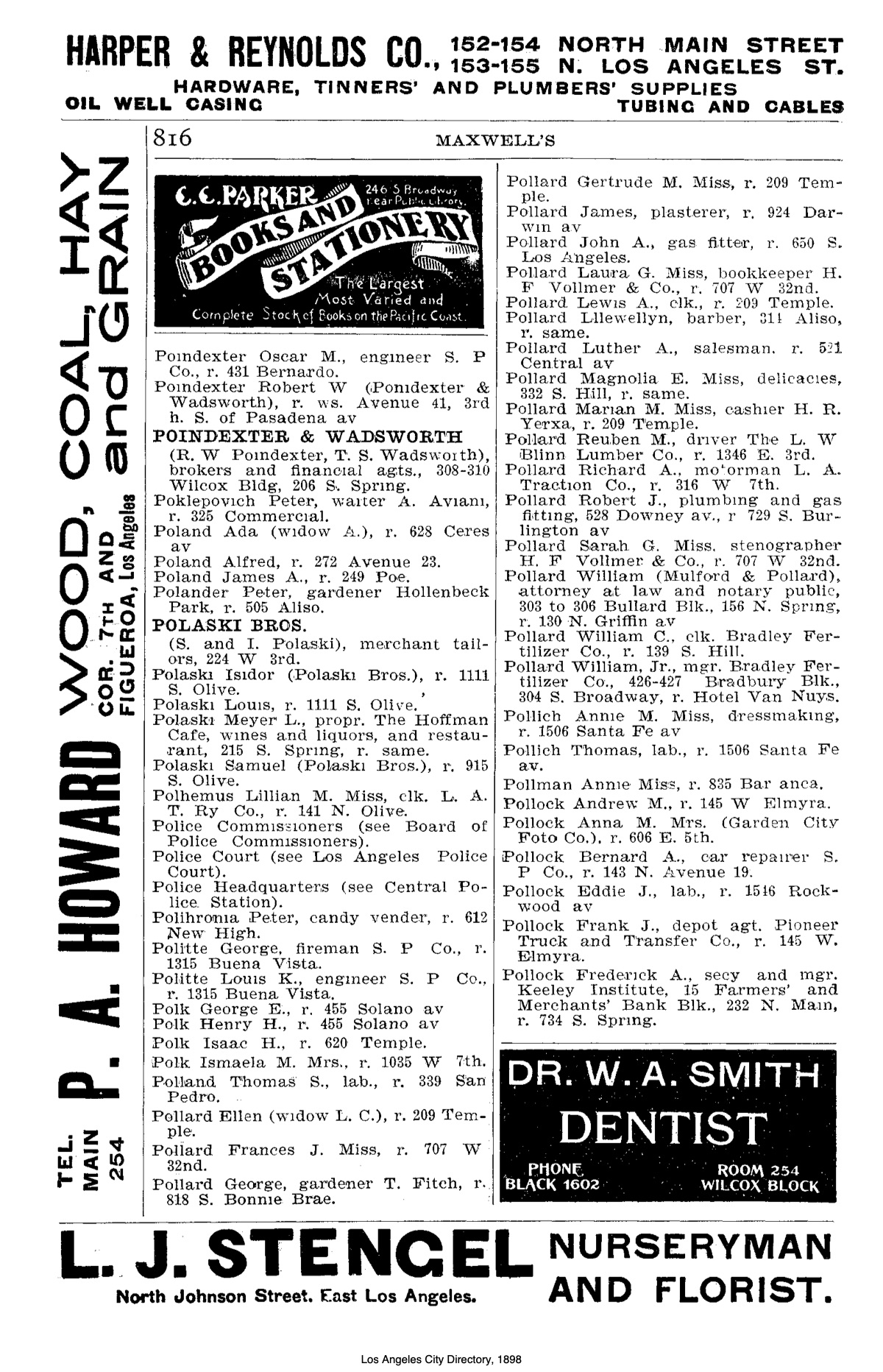 Document image missing. Admin needs to fix. 1898 Los Angeles City Directory. p816. Poklepovich.jpg