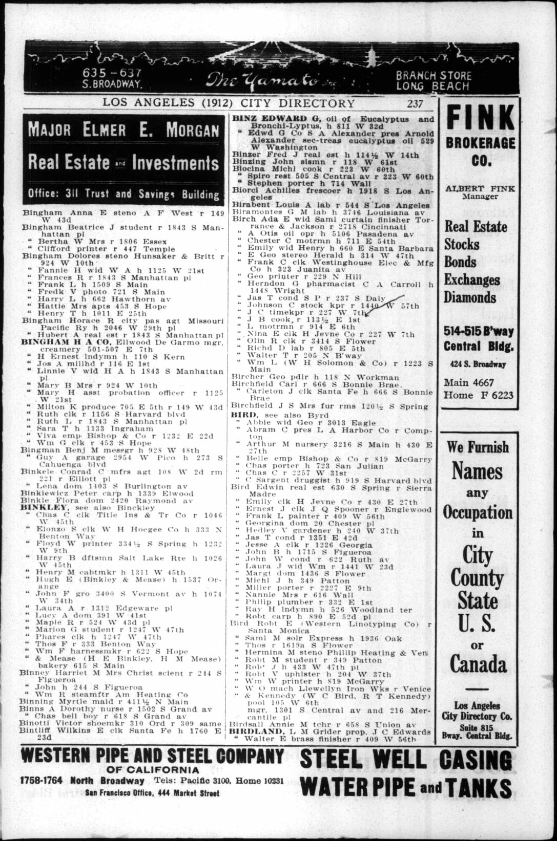 Document image missing. Admin needs to fix. 1912 Los Angeles City Directory. p237 Biocina.jpg