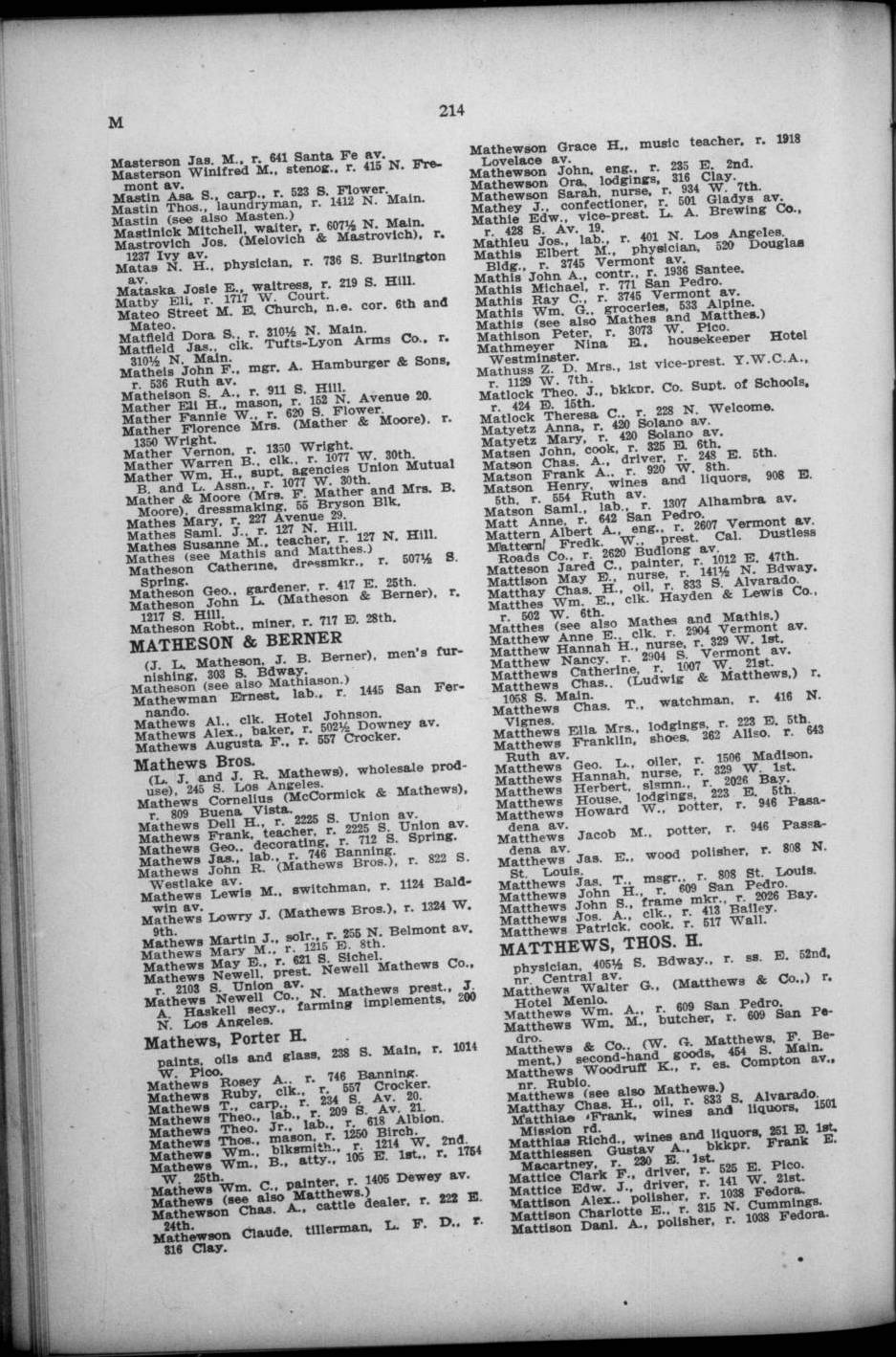 Document image missing. Admin needs to fix. 1900 Los Angeles City Directory (Los Angeles Modern Directory Co). p214 Mastinich. Mastrovich.jpg