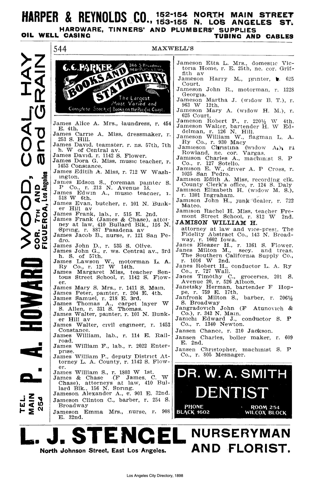 Document image missing. Admin needs to fix. 1898 Los Angeles City Directory. p544. Jangradovich.jpg