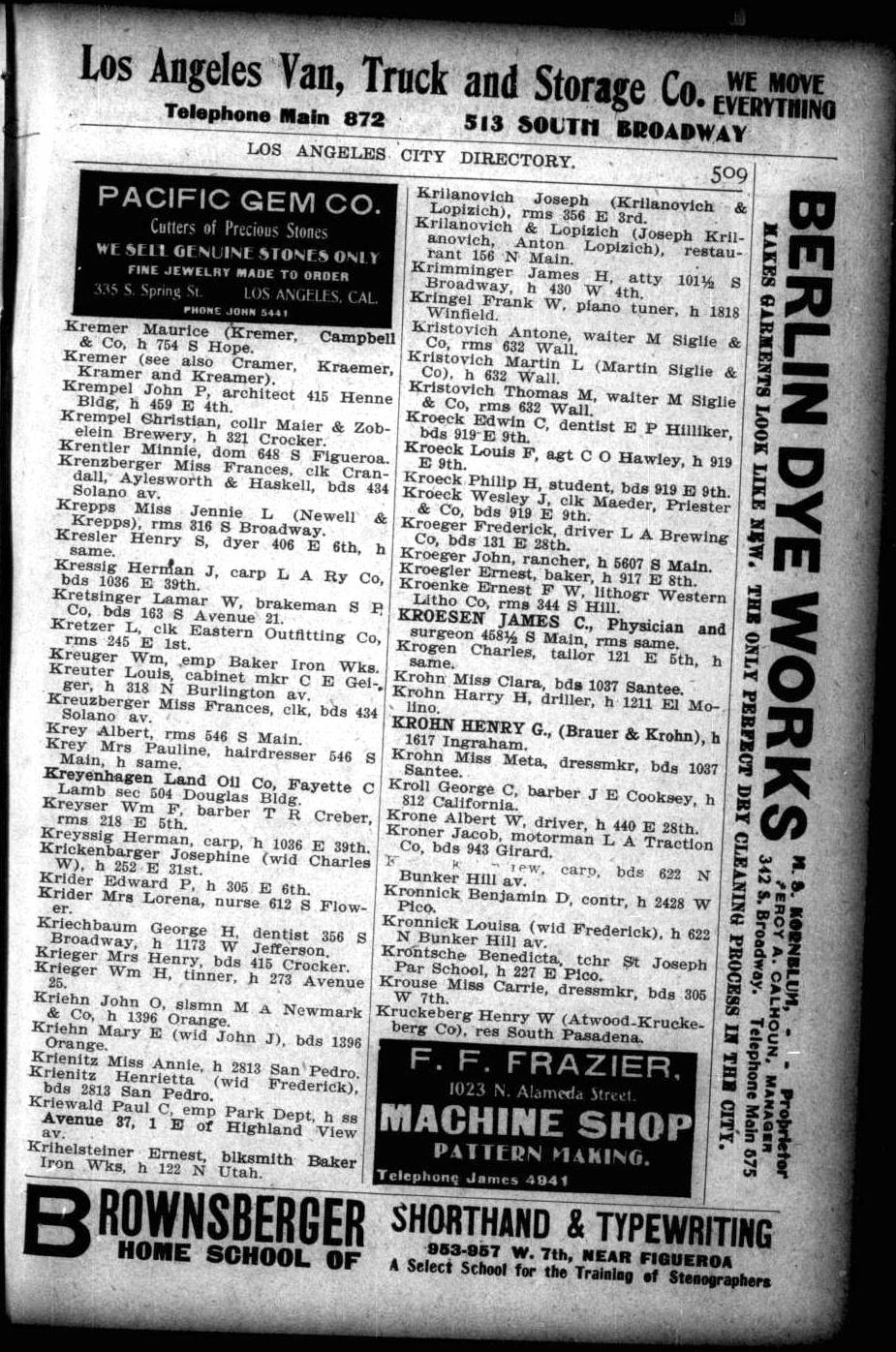 Document image missing. Admin needs to fix. 1901 Los Angeles City Directory. p509. Krilanovich, Kristovich.jpg