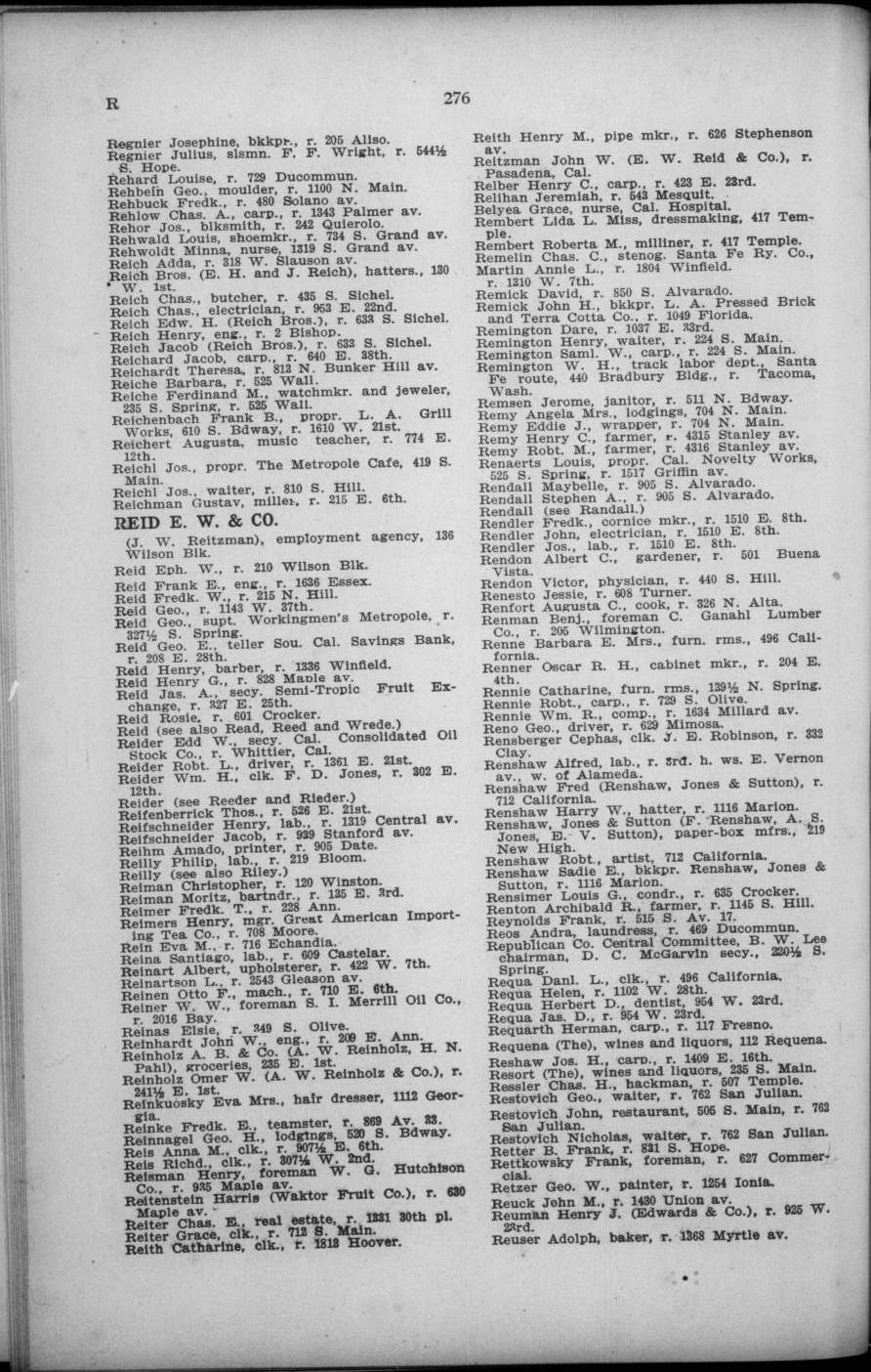 Document image missing. Admin needs to fix. 1900 Los Angeles City Directory (Los Angeles Modern Directory Co). p276 Restovich (3).jpg