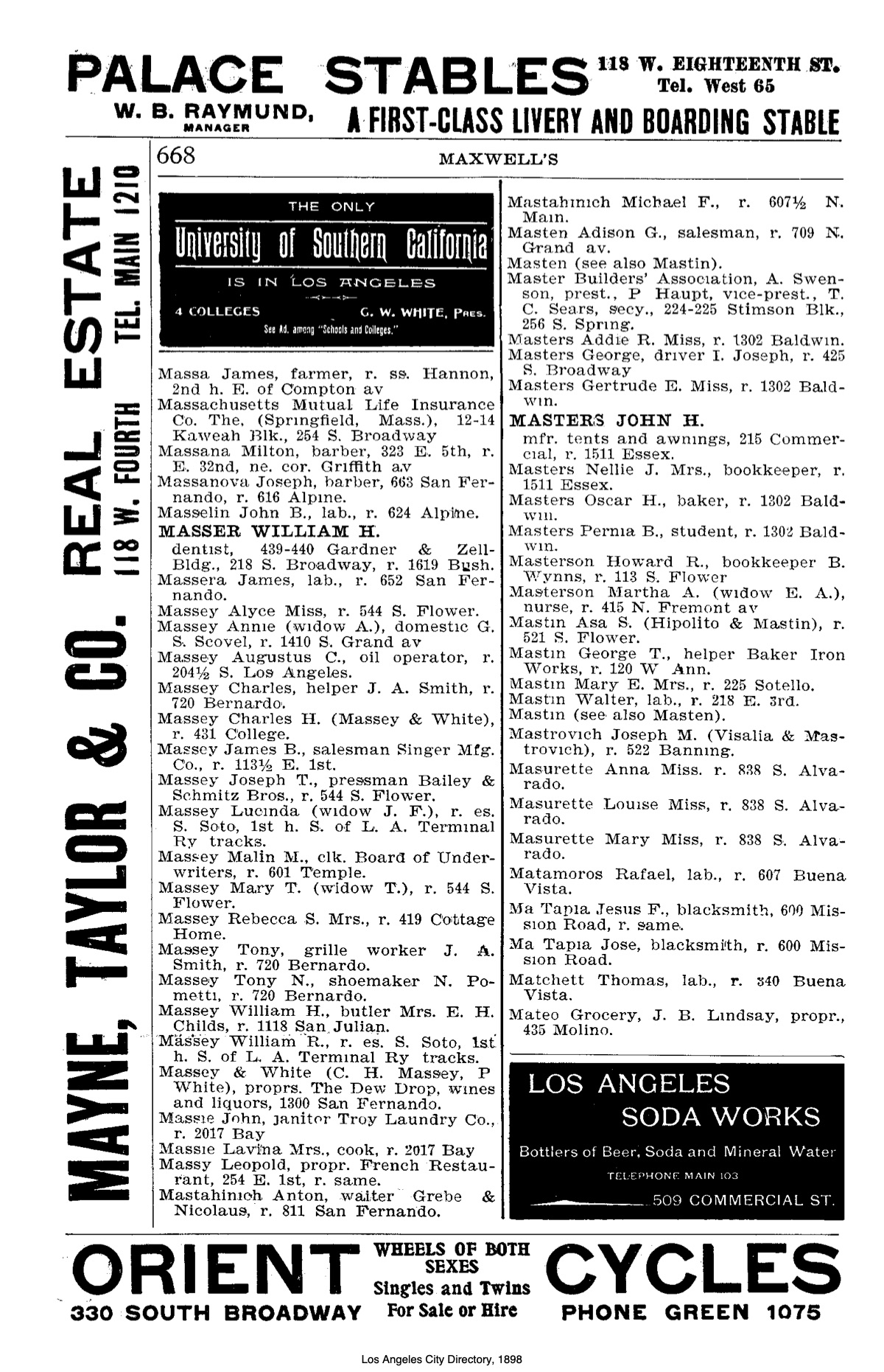 Document image missing. Admin needs to fix. 1898 Los Angeles City Directory. p668. Masthinich.jpg