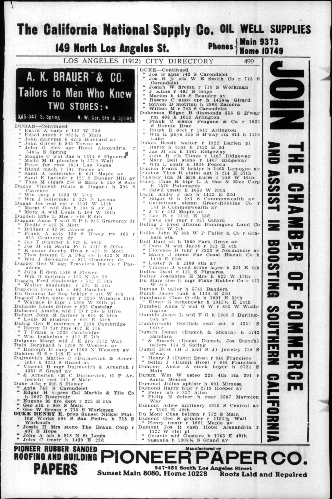 Document image missing. Admin needs to fix. 1912 Los Angeles City Directory. p499 Dujmovich.jpg