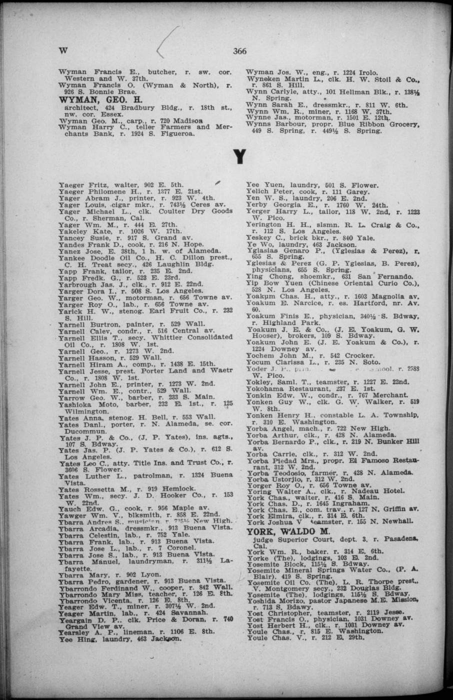 Document image missing. Admin needs to fix. 1900 Los Angeles City Directory (Los Angeles Modern Directory Co). p366 Yelich.jpg